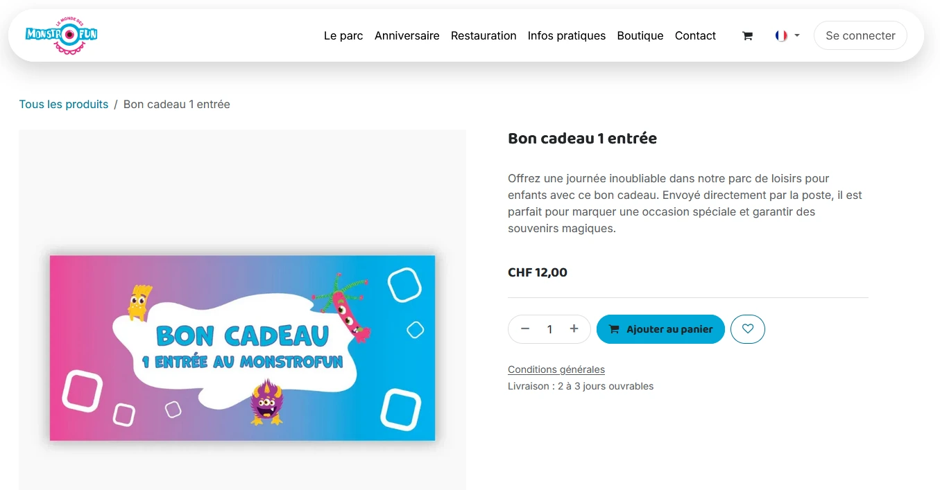 Vente de bons cadeaux avec le module e-Commerce d'Odoo